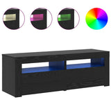TV Cabinet with LED Lights Black Oak 120x35x40 cm Engineered Wood 862031