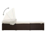 Sun Lounger Brown PE rattan 195 x 65 x 110 cm Removable Covers 317114