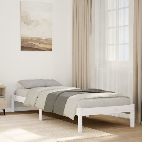 ZNTS Extra Long Bed Frame without Mattress White 80x220 cm Solid Wood Pine 852415