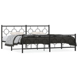 Metal Bed Frame without Mattress with Footboard Black 193x203cm 376250
