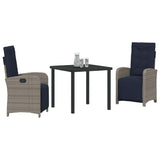 Garden Dining Set with Cushion 3 pcs Grey Poly Rattan 3380358