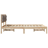 Bed Frame with Headboard Taupe 140 x 190 cm Solid Pine Wood 878197