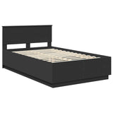 Bed Frame with Headboard Black 120 x 200 cm Engineered Wood 3408188