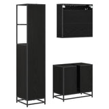 Bathroom Furniture Set 3 pcs Black Oak Engineered Wood 3402328