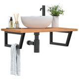 Basin Shelf Wall Mounted Steel and Solid Wood Beech 3302451