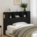 Headboard Cabinet with Storage Black Oak Engineered Wood 862758
