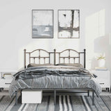 Metal Bed Frame without Mattress with Headboard Black 135x190cm 353438