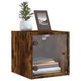 Bedside Cabinets with Glass Doors 2 pcs Smoked Oak 35x37x35 cm 836471