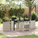 Garden Dining Set with Cushion 5 pcs Light Grey Poly Rattan 3379993