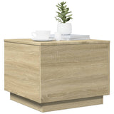 Coffee Table with LED Lights Sonoma Oak 50x50x40 cm 839870