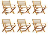 Folding Garden Chairs 6 pcs Beige Solid Wood Acacia 3214572