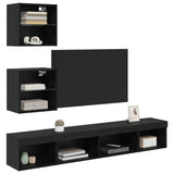 TV Wall Units with LED with LED 5 pcs Black Oak Engineered Wood 3402961