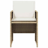 5 Piece Garden Dining Set with Cushions Beige Poly Rattan 365083