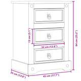 Bedside Cabinet Corona 45x35x64 cm Solid Wood Pine 4005656
