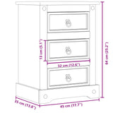 ZNTS Bedside Cabinet Corona 45x35x64 cm Solid Wood Pine 4005656