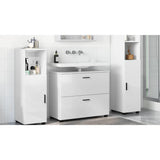 Bathroom Cabinet with Drawer High Gloss White 76.5 x 35 x 64 cm 883298