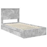Storage Bed Concrete Grey 100 x 200 cm Engineered Wood 3411239