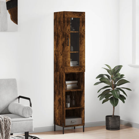 Highboard Smoked Oak 34.5x34x180 cm Engineered Wood 3199374