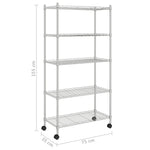 ZNTS 5-Tier Storage Shelf with Wheels 75x35x155 cm Chrome 250 kg 324629