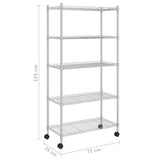 ZNTS 5-Tier Storage Shelf with Wheels 75x35x155 cm Chrome 250 kg 324629
