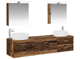 Bathroom Furniture Set 5 pcs Old Wood Engineered Wood and Glass 3406997