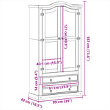 Glass Display Cabinet Corona 99x43x187 cm Solid Wood Pine 4005682