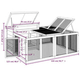 Rabbit Hutch Grey 144x123x67.5 cm Solid Wood Pine 172282