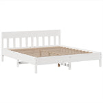 ZNTS Bed Frame without Mattress White 200x200 cm Solid Wood Pine 3323249
