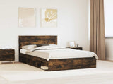Bed Frame with Storage Smoked Oak 120 x 190 cm Solid Pine Wood 3409779