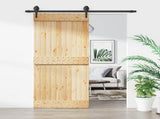 Sliding Door Natural and Black 90 x 210 cm Solid Pine Wood 3445124