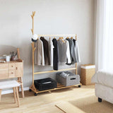 Clothes Rack with Hooks and Wheels 100x35x157 cm Bamboo 4008915