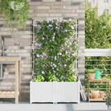 Garden Planter 2 pcs White 80 x 40 x 143 cm Steel 42002906