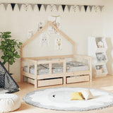 Kids Bed Frame with Drawers 70x140 cm Solid Wood Pine 834540