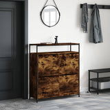 Shoe Cabinet with 4 Flip-Drawers Smoked Oak 100x34x112 cm 3214415