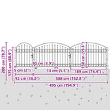 Garden Fence Gate with Arched Top Steel 2x5 m Black 144372