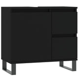ZNTS 3 Piece Bathroom Furniture Set Black Engineered Wood 3190230