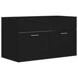 Sink Cabinet with Built-in Basin Black Engineered Wood 3071280