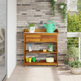 Garden Cabinet Natural 93 x 41.5 x 98cm Solid Acacia Wood 42001367