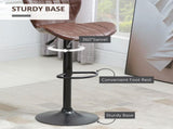 Bar Stools Set of 2 Adjustable Height Swivel Bar Chairs in PU Leather with Backrest & Footrest, T3398P329826