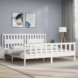 Bed Frame without Mattress White 200x200 cm Solid Wood Pine 3192447