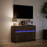 TV Cabinet with LED Brown Oak 91x34x61 cm Engineered Wood 852186