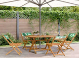 5 Piece Garden Dining Set Leaf Pattern Fabric and Solid Wood 3281776
