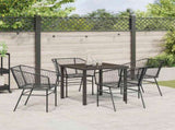 Garden Dining Set 5 pcs Black Poly Rattan 3380891