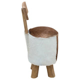 Stool Goatskin Leather and Solid Teak Wood 285206