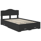 Bed Frame with Headboard Black 120 x 190 cm Engineered Wood 3413221