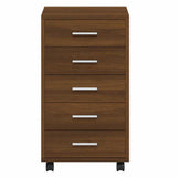 Drawer Cabinet with Castors Brown Oak Engineered Wood 342676