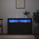 Sideboard with LED Lights Black 115.5x30x75 cm 804338