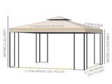 3 x 3 m Garden Gazebo Double Roof Marquee Patio Wedding Party Tent Canopy Shelter with Sidewalls, T3398P324050
