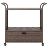 Bar Cart with Drawer Brown 100x45x97 cm Poly Rattan 316662