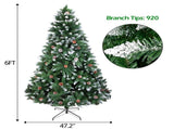 6 FT Artificial Snow Tipped Christmas Tree with DIY 100 Warm Lights Battery Operated, Hinged Xmas 88965104
